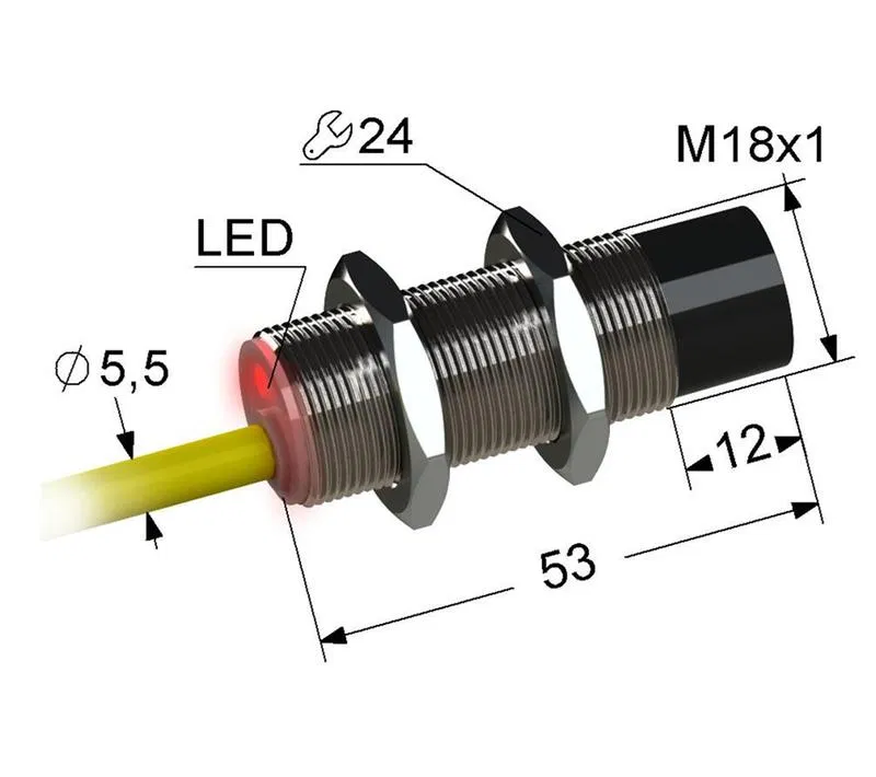 Выключатель бесконтактный PS2-18M53-12N11-K40 (кабель 4м) МЕГА-К A8010-02839145