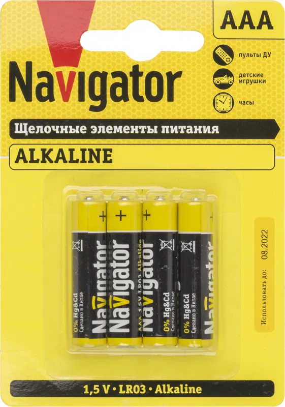 Alkaline battery AAA/LR03 61 462 NBT-NPE-LR03-BP4 (blister pack 4pcs) Navigator 61462