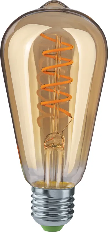 LED lamp 61 628 NLL-F-ST64-4-230-2.5K-E27-SPIRAL 4W pear-shaped transparent 2500K warm white E27 180lm 176-264V Navigator 61628