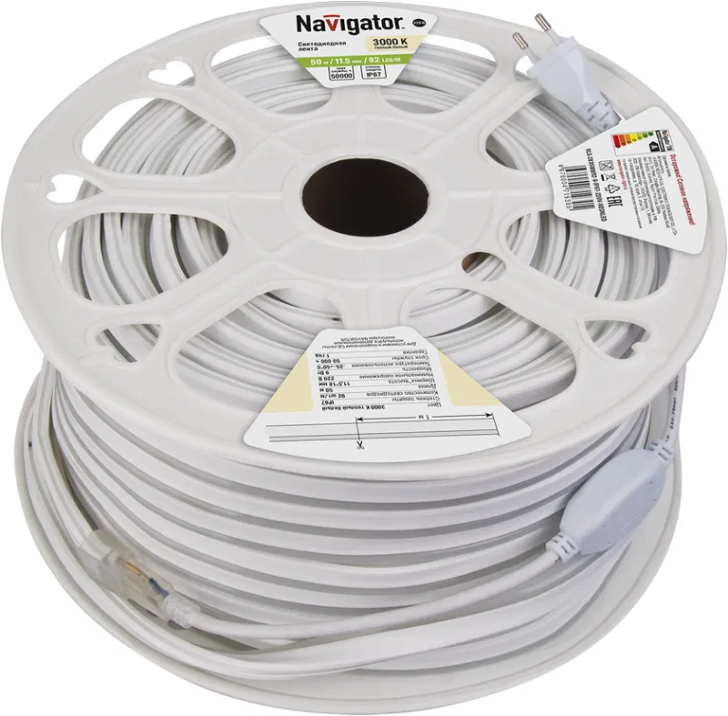 Лента светодиодная 71 930 NLS-2835WW92-9-IP67-220V-NEONLED 9Вт/м (уп.20м) Navigator 71930
