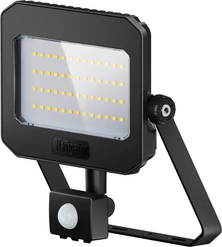 Прожектор светодиодный 95 200 NFL-05-50-4K-BL-D110-SNR-LED 50Вт 4000К IP65 6250лм с ИК датчиком движения черн. NAVIGATOR 95200