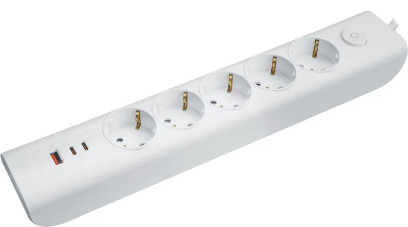 Удлинитель 3х5м с заземл. 16А IP20 95 692 NPE-USB06-05-500-ESC-3X1-PD20W 2хUSB-C + USB-A с выкл. бел. NAVIGATOR 95692