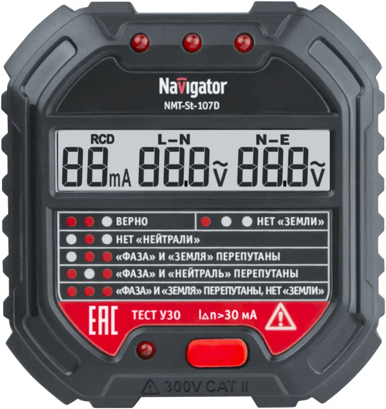 Tester 95 797 NMT-St-107D for sockets and RCD with voltmeter Navigator 95797
