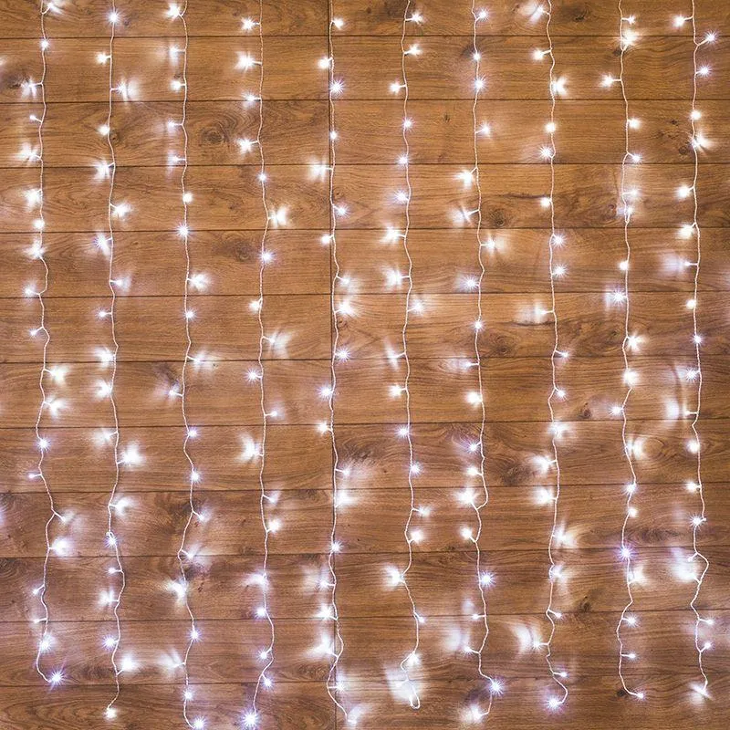 LED Garland "LED Rain" 2.5x2m 300LED white 16W 230V IP20 dynamic glow transparent wire Neon-Night 235-055