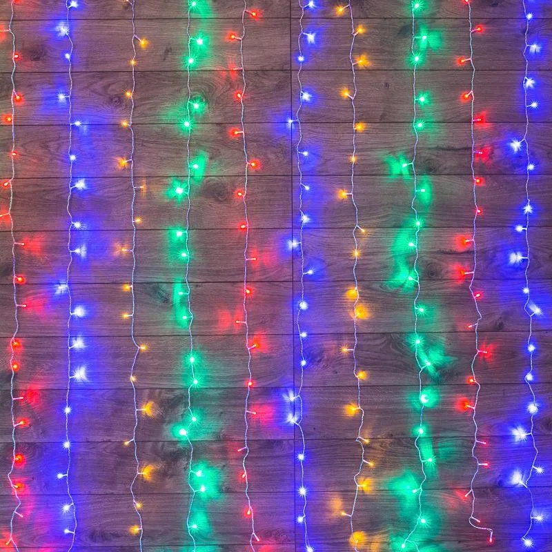 LED Garland "LED Rain" 2.5x2m 300LED multicolor 16W 230V IP20 dynamic glow transparent wire Neon-Night 235-059