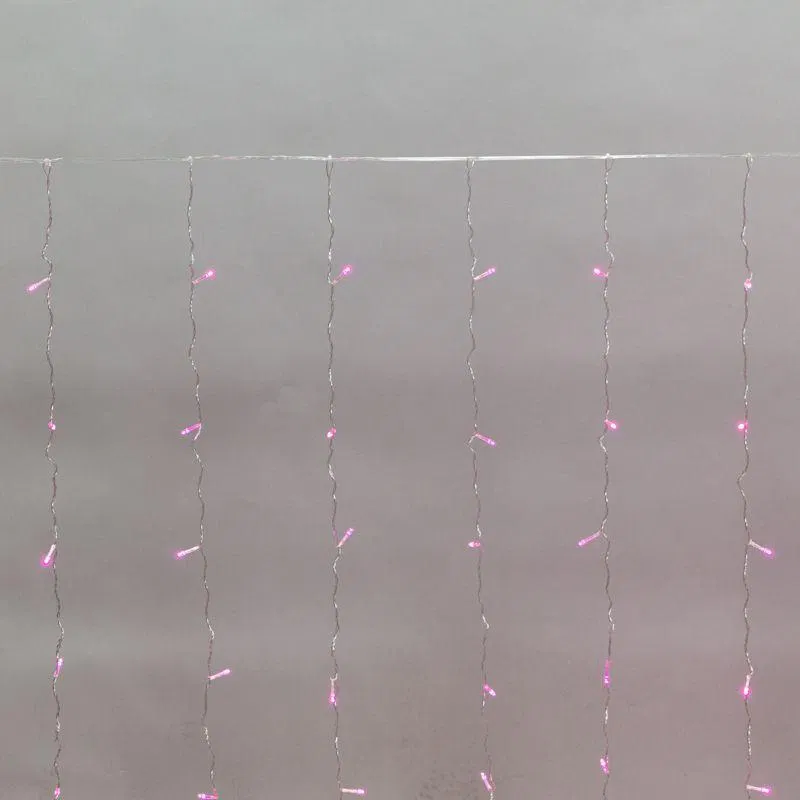 Гирлянда светодиодная "Светодиодный Дождь" 3х2м LED роз. 12Вт 230В IP20 свечение с динамикой прозр. провод Neon-Night 235-097