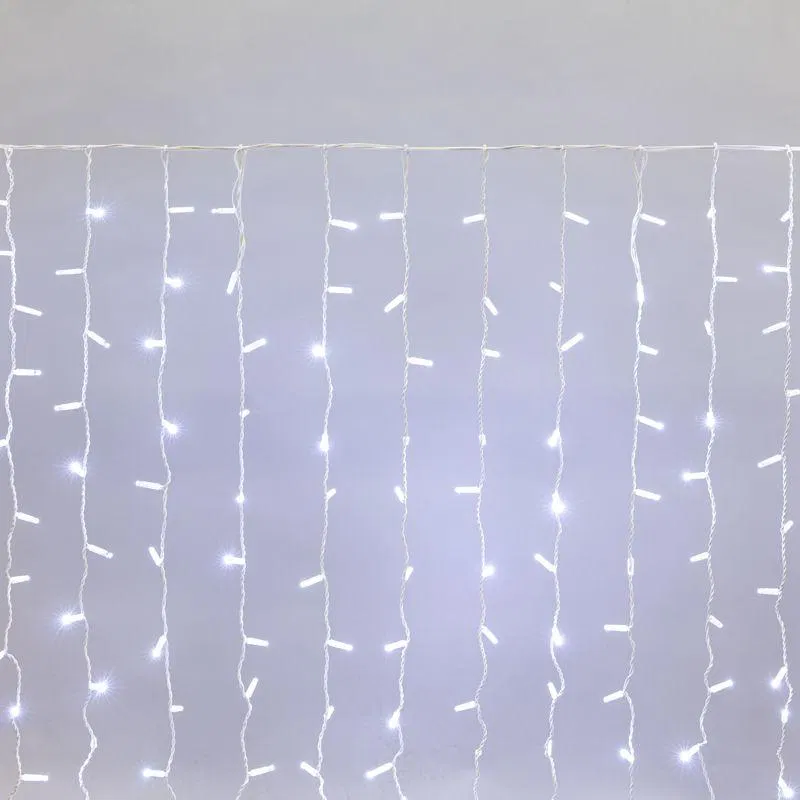 Гирлянда светодиодная "Светодиодный Дождь" 2х1.5м 300LED бел. 23Вт 230В IP65 постоян. свечение провод бел. (нужен шнур питания 303-500-1) Neon-Night 235-115