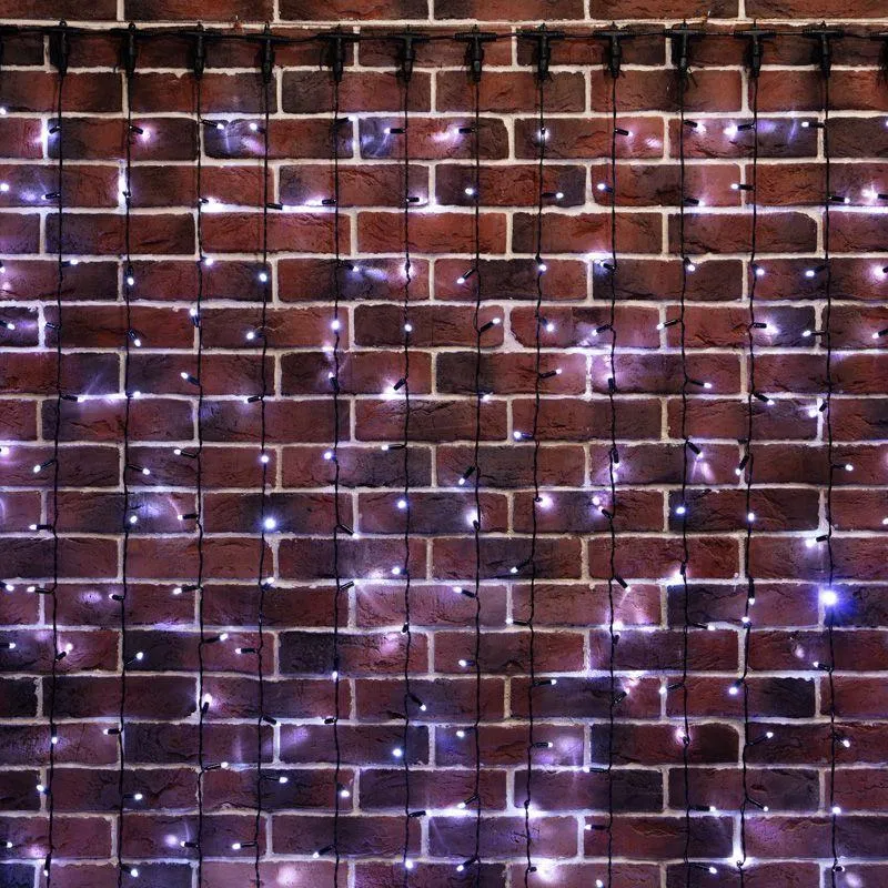 Гирлянда светодиодная "Светодиодный Дождь" 2х6м 768LED бел. 90Вт 230В IP65 постоян. свечение провод черн. (нужен шнур питания 303-500) Neon-Night 235-165