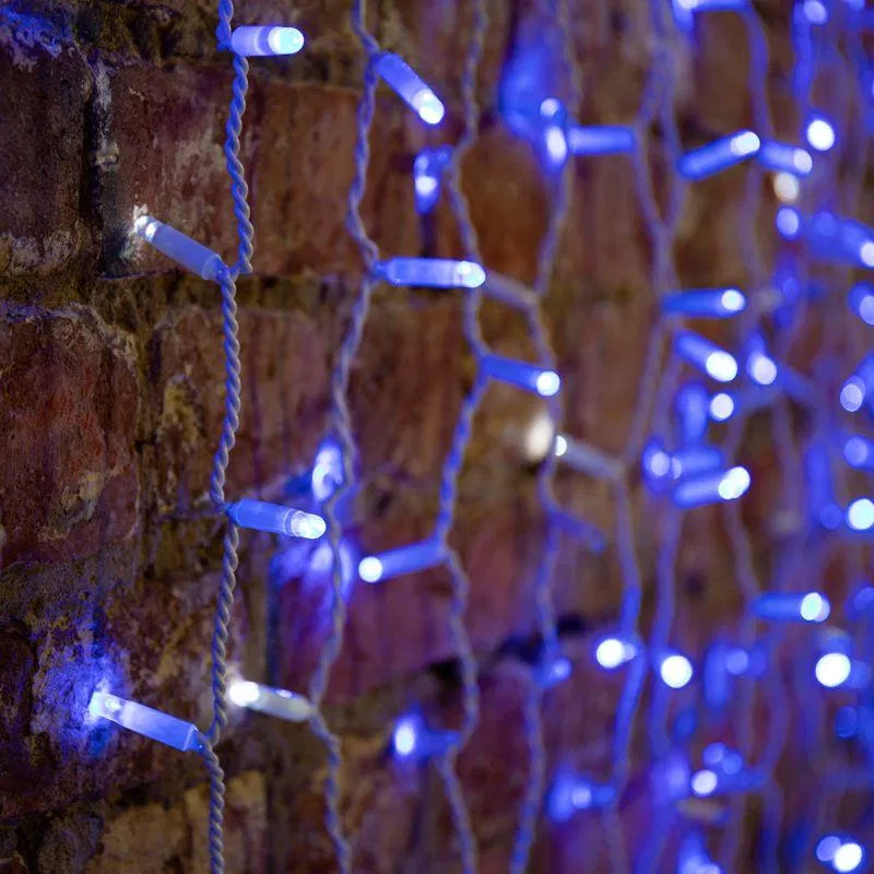 Гирлянда светодиодная "Светодиодный Дождь" 2х1.5м 300LED син. 23Вт 230В IP65 эффект мерцания провод бел. (нужен шнур питания 303-500-1) Neon-Night 235-223