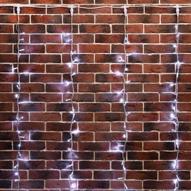 Гирлянда светодиодная "Светодиодный Дождь" 2х3м 240LED бел. 20Вт 24В IP65 эффект водопада с контроллером трансф. в компл. провод прозр. Neon-Night 235-435