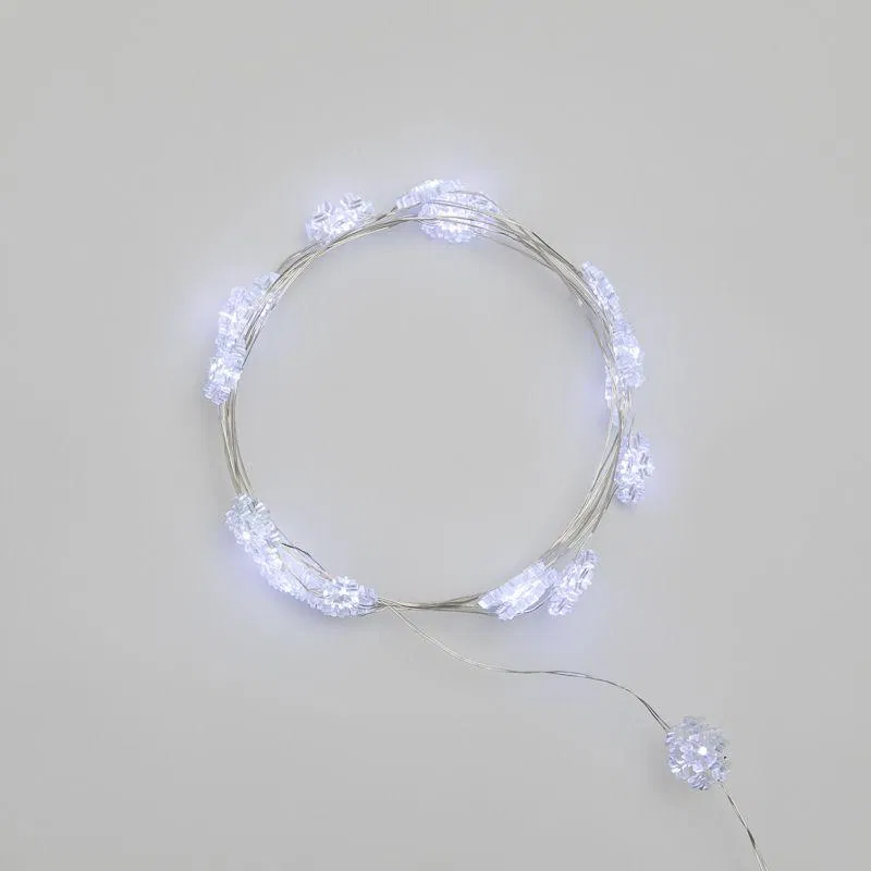 Гирлянда светодиодная "Снежинки" 2м 20LED бел. 2Вт 6В IP20 провод прозр. элементы питания 2хCR2032 (в компл.) Neon-Night 303-010
