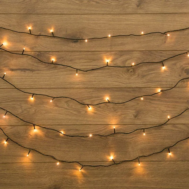 "Twinkle Light" LED 串灯 10m 80LED 暖白 5.7W 220-240V IP20 带 8 模式控制器 PVC 线材 深绿色 Neon-Night 303-046