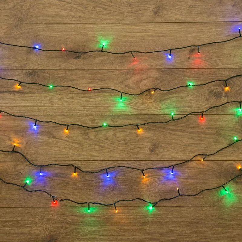 "Twinkle Light" LED 串灯 10m 80LED 多彩 5.7W 220-240V IP20 带 8 模式控制器 PVC 线 深绿色 Neon-Night 303-049