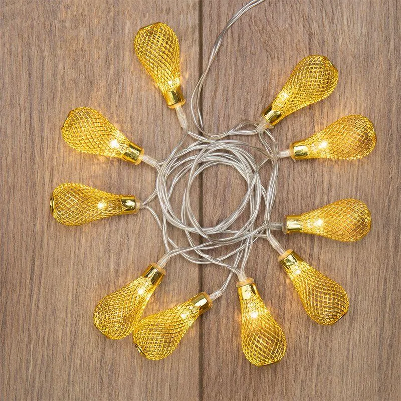 LED garland "Oriental lanterns" 1.5m 10LED yellow 4W IP20 PVC transparent cord 2xAA batteries (not included) Neon-Night 303-071