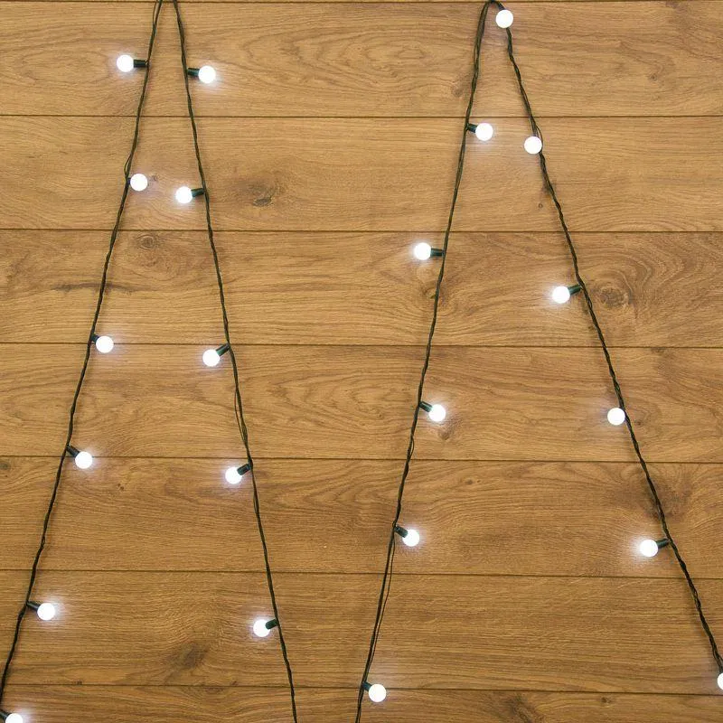 "Шарики" LED灯串 5m d25mm 25LED 白色 3.6W IP20 无控制器 PVC线 深绿色 Neon-Night 303-555