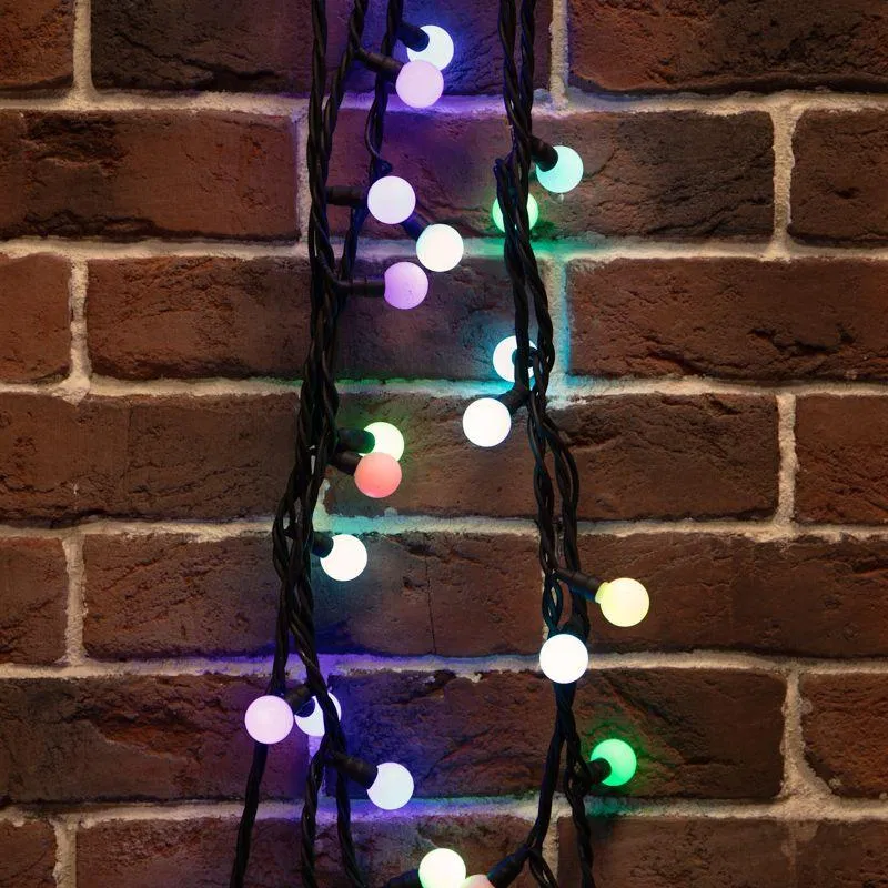LED garland "Multishariki" 10m d23mm 80LED RGB 5W IP65 dynamic glow rubber cord black. (power cord 315-000 required) Neon-Night 303-599