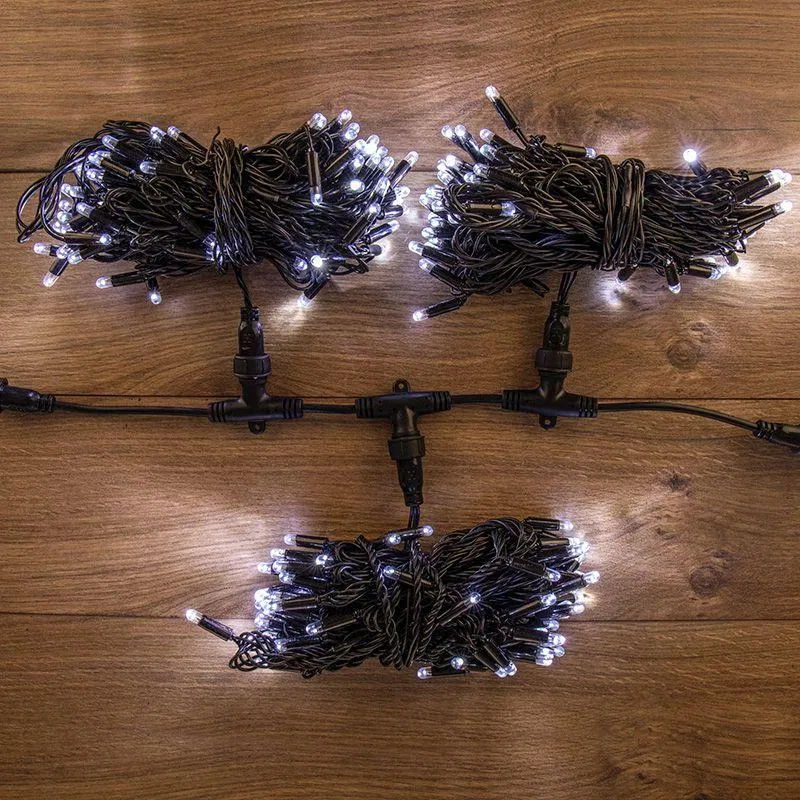 "LED ClipLight" LED灯串 3串 x 10m 198LED 白色 18W 24V IP65 变压器包含 PVC黑色电线 Neon-Night 323-315