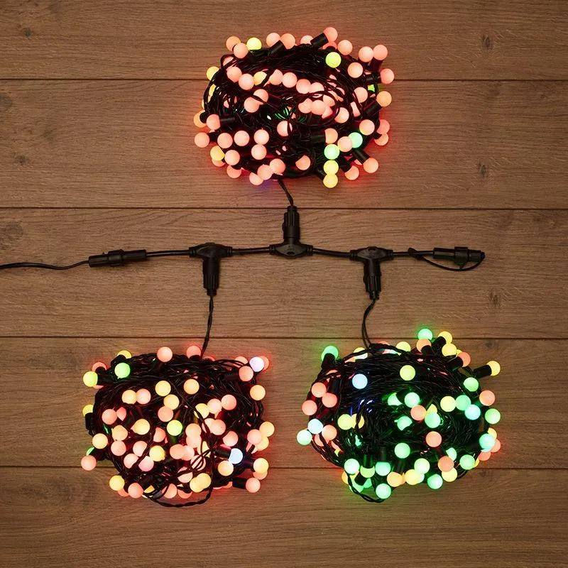 Гирлянда светодиодная "LED ClipLight-Мультишарики" 3 нити х20м 399LED RGB 25Вт 24В IP65 свечение с динамикой трансф. в компл. провод ПВХ темн. зел. Neon-Night 323-619