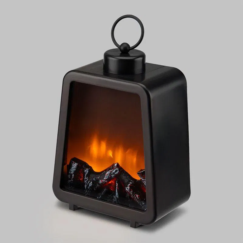 Loft LED fireplace with live fire effect 17x10x24.5cm with USB black Neon-Night 511-084