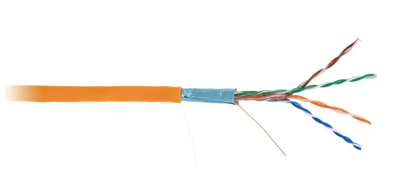 F/UTP 网线 Cat.5E (D级) 4对 100MHz 裸铜 BC 纯铜 内层 LSZH 阻燃 橙色 (305m装) NETLAN EC-UF004-5E-LSZH-OR