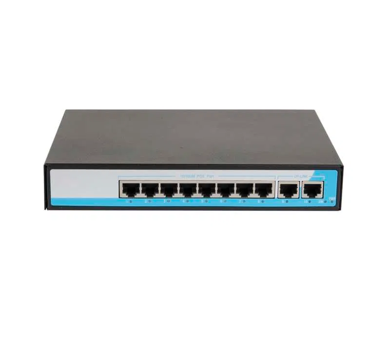 Коммутатор неуправляемый 8PoE(802.3af) порта 10/100Мбит/с до 250м кат.6 2 Upl 150W NIKOMAX GL-SW-F005-08P
