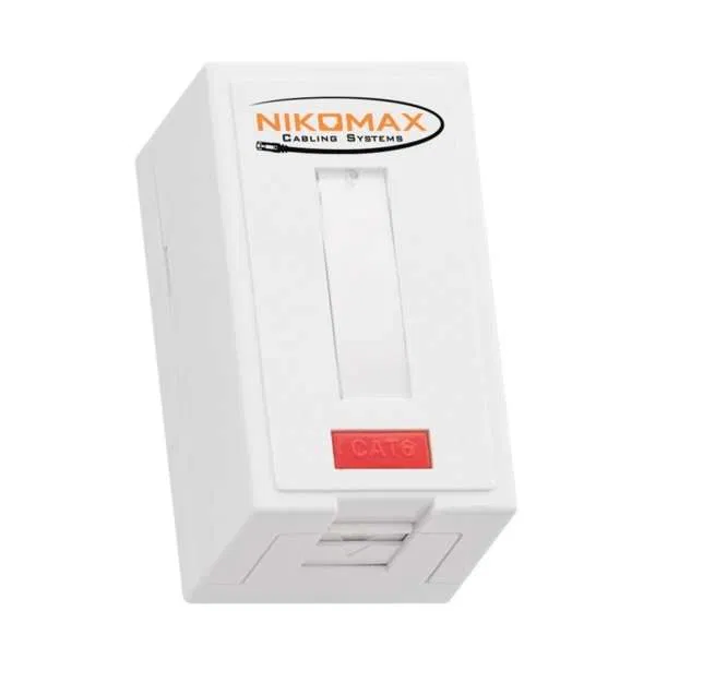 Wall socket enclosure 1 port for Keystone-type modules with shutter white NIKOMAX NMC-MB1P-ST-WT