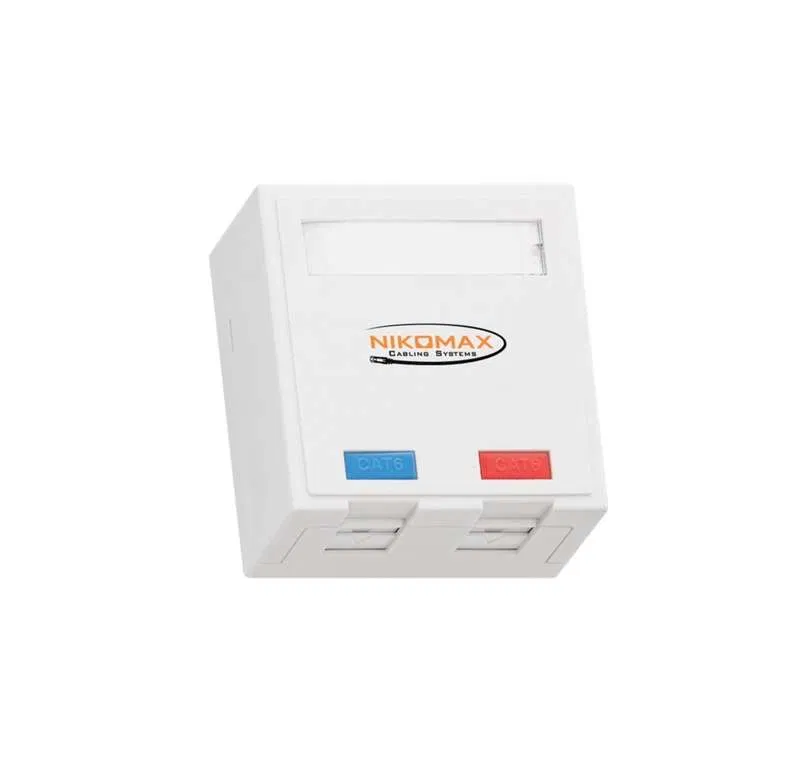 Wall socket frame 2 ports for Keystone-type modules with shutters white NIKOMAX NMC-MB2P-ST-WT