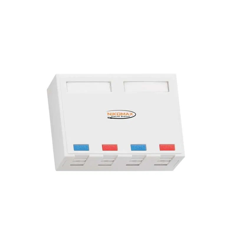 白色 4口 Keystone 模块式带遮盖片墙壁插座外壳 NIKOMAX NMC-MB4P-ST-WT