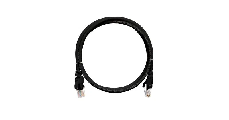 Шнур коммутационный кат.5E (класс D) U/UTP 4 пары 24 AWG (7х0.205мм) 100МГц 2хRJ45 (8P8C) T568B заливной с защитой защелки мж BC чистая медь LSZH нг(А)-HFLTx 0.5м черн. NIKOMAX NMC-PC4UD55B-005-C-BK