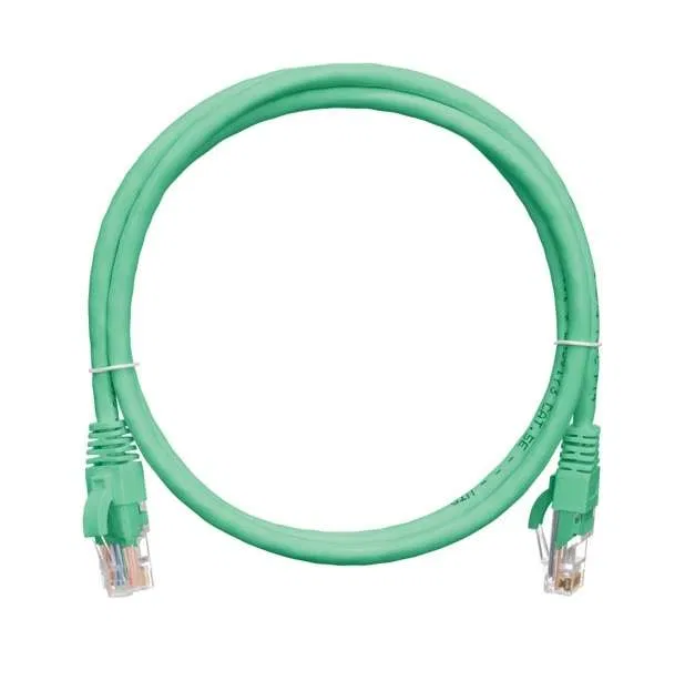 Шнур коммутационный кат.5E U/UTP 4 пары (класс D) 100МГц 2хRJ45/8P8C T568B заливной с защитой защелки многожил. BC (чистая медь) 24AWG (7х0.205мм) LSZH нг(А)-HFLTx зел. (дл.3м) NIKOMAX NMC-PC4UD55B-030-C-GN
