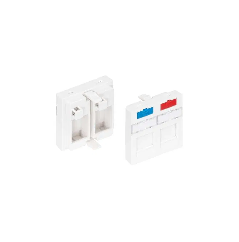 Mosaic type insert 45x45mm 2 ports for Keystone-type modules with shutters white NIKOMAX NMC-PM2P-PF-WT