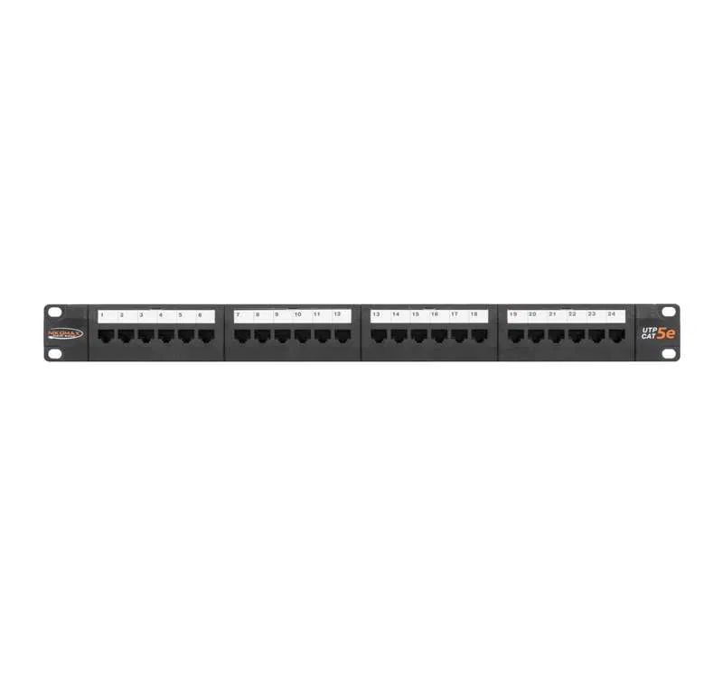 Патч-панель 19дюйм 1U кат.5E (класс D) неэкранир. 24 порта 100МГц RJ45 (8P8C) 110/KRONE T568A/B с органайзером черн. NIKOMAX NMC-RP24UD2-1U-BK
