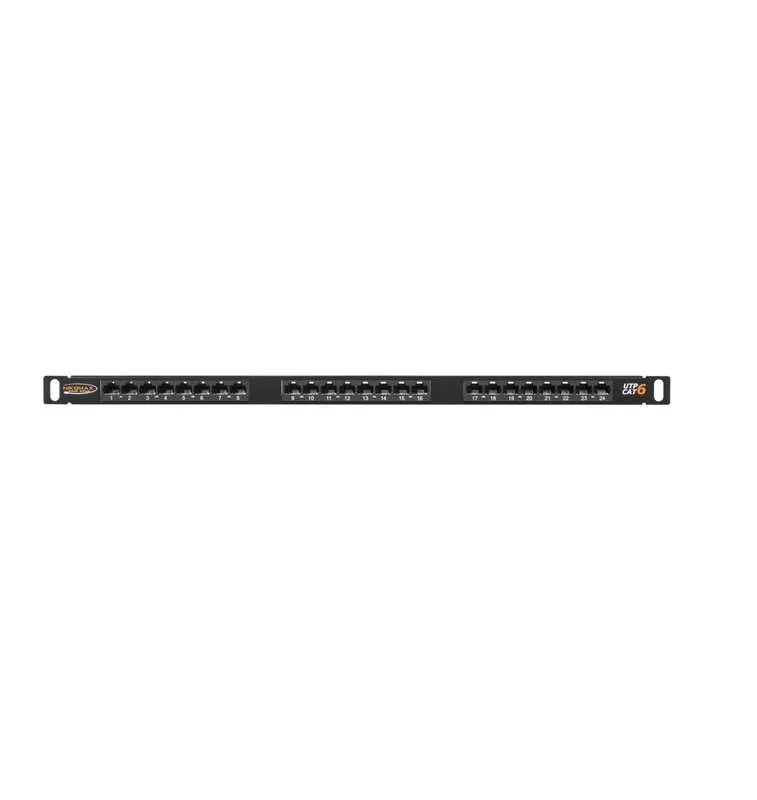 Patch panel 19inch 0.5U 24 ports cat.6 (class E) 250MHz RJ45/8P8C 110/KRONE T568A/B unshielded with organizer black NIKOMAX NMC-RP24UE2-HU-BK