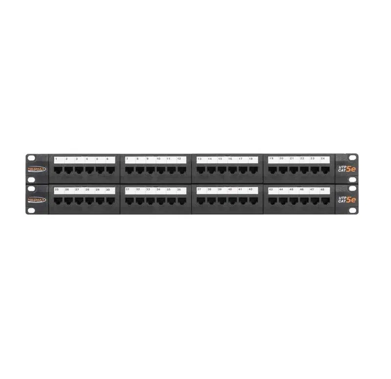 Patch panel 19-inch 2U Cat.5E (Class D) unshielded 48 ports 100MHz RJ45 (8P8C) 110/KRONE T568A/B with organizers black NIKOMAX NMC-RP48UD2-2U-BK