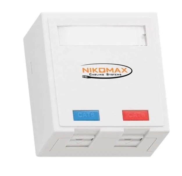 2口 Cat.5E (D级) 100MHz RJ45 (8P8C) 插座 FT-TOOL/110/KRONE T568A/B 全屏蔽带屏蔽罩 白色 NIKOMAX NMC-WO2SD2-FT-ST-WT