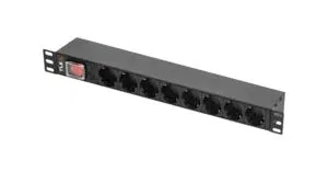 8口插座单元 10A C14 19英寸 2.5kW 490x44.4x68mm 无电源线 可切换保险丝 金属外壳 NIKOMAX TLK-RSC08-MTF-01-BK