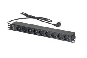9位插座单元 16A 19英寸 4kW 483x44x44mm 金属外壳 1.8m 线缆 NIKOMAX TLK-RSC09-M-04-BK