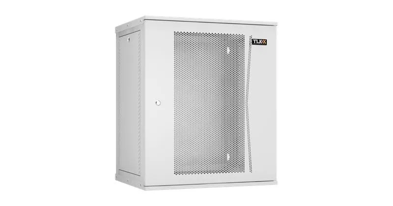 Wall-mounted cabinet 19-inch 15U 600x703x450mm perforated door 1 pair mounting rails collapsible gray NIKOMAX TWI-156045-R-P-GY