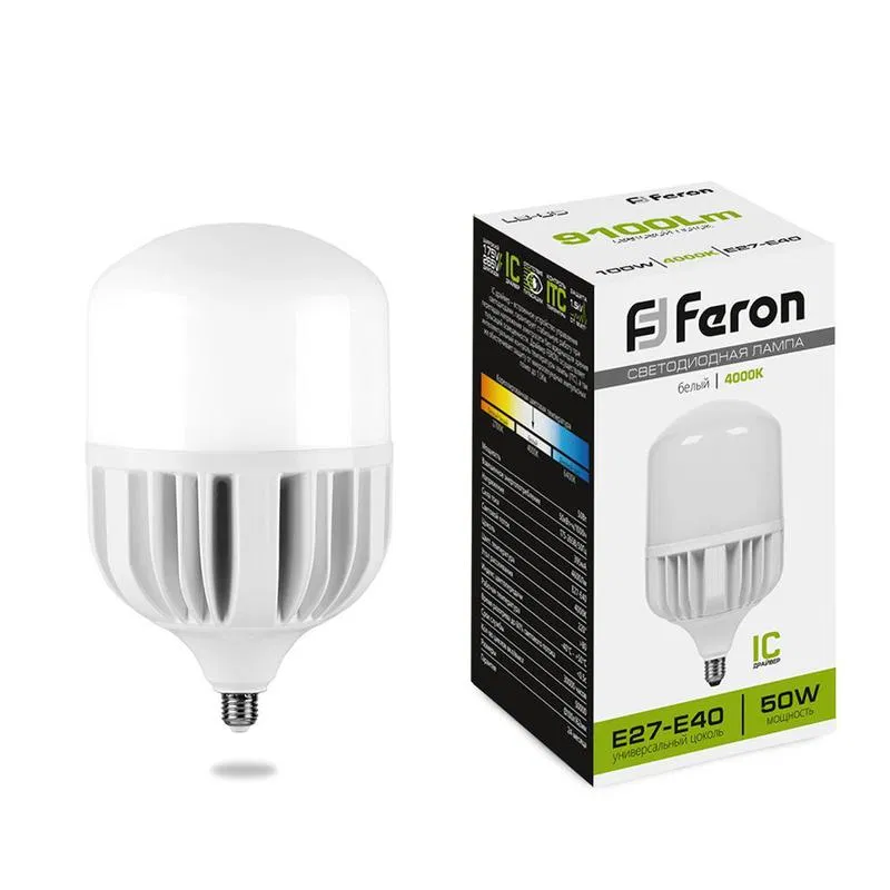 Лампа светодиодная LB-65 50Вт T100 4000К E27-E40 230В FERON 25820 НПР Светотехника