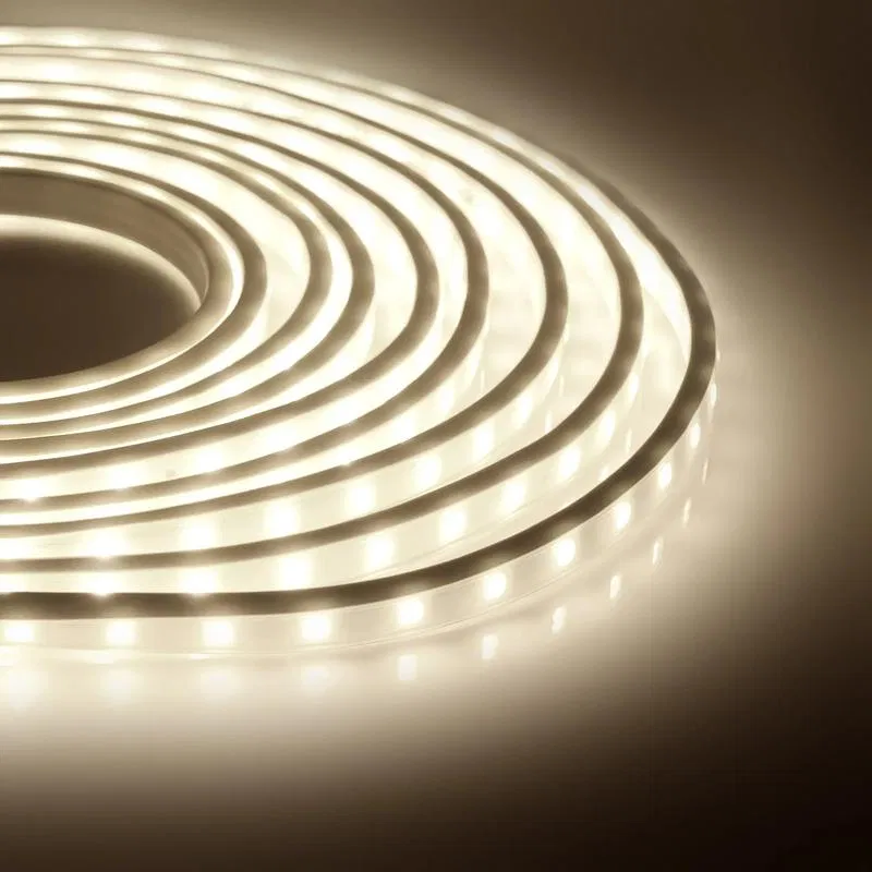 220V LED灯带套装 6W/m smd2835 60led/m IP65 600lm/m 10mm 暖白 3000K 白色PVC编织 (含电源线、堵头、紧固件) (5m装) OGM SL-58