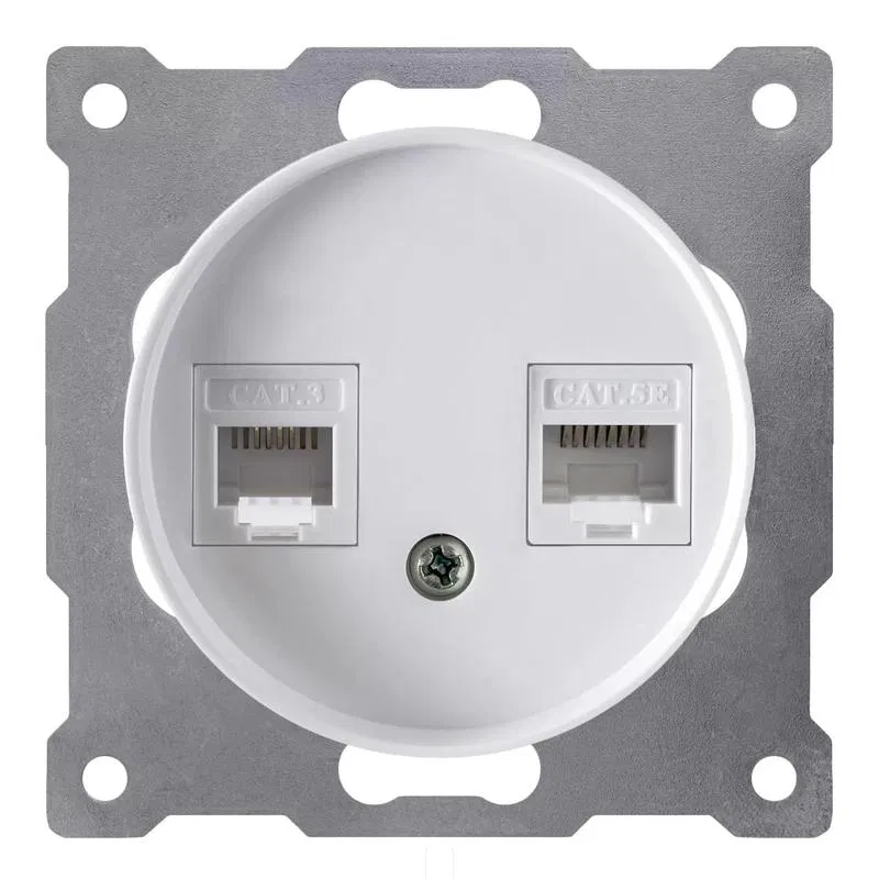 Розетка компьютерная + телефонная 2-м СП Florence RJ45 + RJ11 кат.5E механизм бел. (1E20801300) OneKeyElectro 2172771
