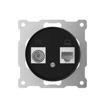 Розетка компьютерная + телевизионная 2-м СП Florence RJ45 + TV кат.5E механизм черн. (1E20811303) OneKeyElectro 7700247
