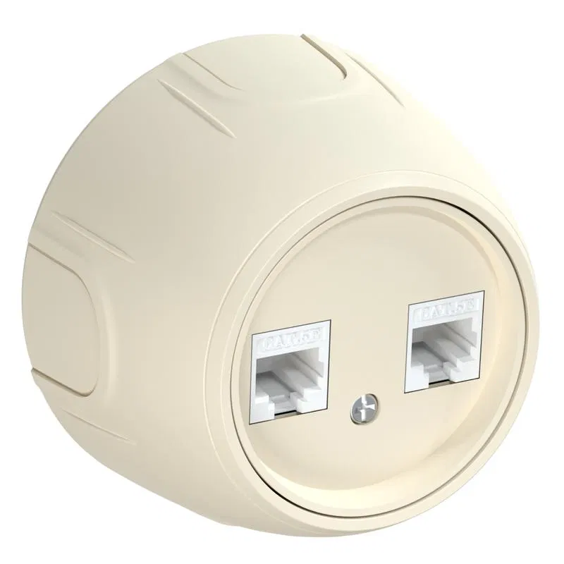Розетка компьютерная 2-м RJ45 кат.5E Rotondo беж. OneKeyElectro 7700892