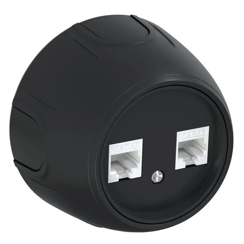 Розетка компьютерная 2-м RJ45 кат.5E Rotondo черн. OneKeyElectro 7700895