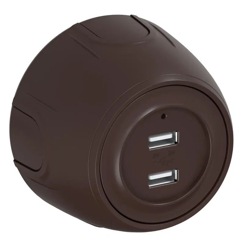 Розетка USB 2-м Rotondo с подсветкой корич. OneKeyElectro 7700898
