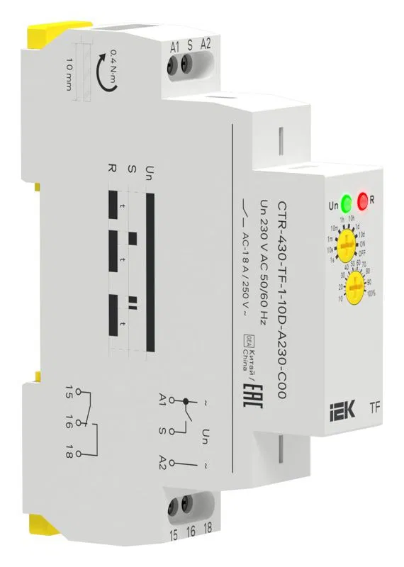 Реле задержки выключения TF 1 контакт 230В AC IEK CTR-430-TF-1-10D-A230-C00 ONI