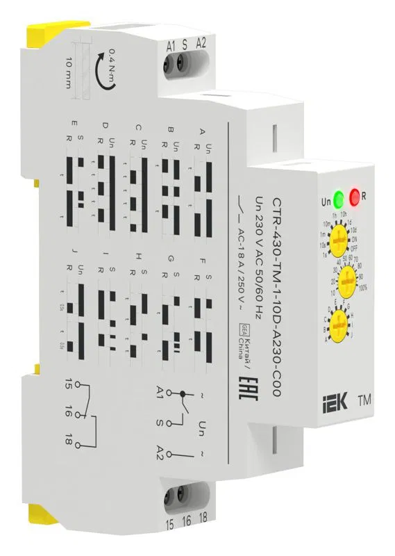 Реле времени многофункц. TM 1 контакт 230В AC IEK CTR-430-TM-1-10D-A230-C00 ONI