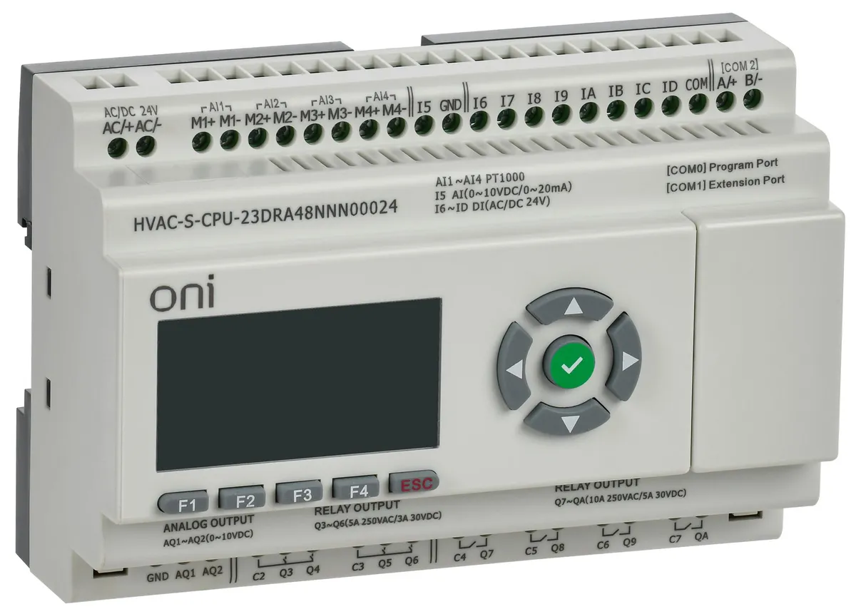 ПЛК HVAC S ЦПУ 8DI 8DO 1AI 4PT 2AO LED дисплей RS485 24В DC Расширяемая версия ONI