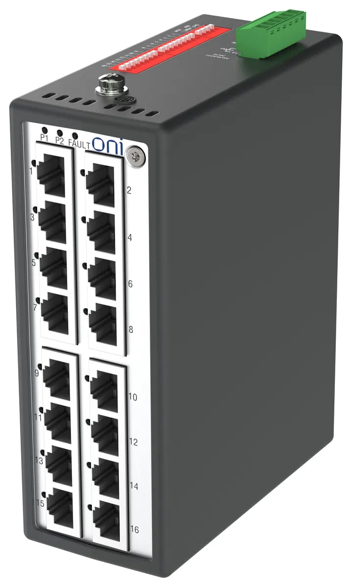 Коммутатор промышленный неуправляемый ISU-430 Ethernet 16 портов 10/100BaseT разъем RJ45 24В AC/12/24/48В DC с резервированием ONI ISU-430-16FE000000000