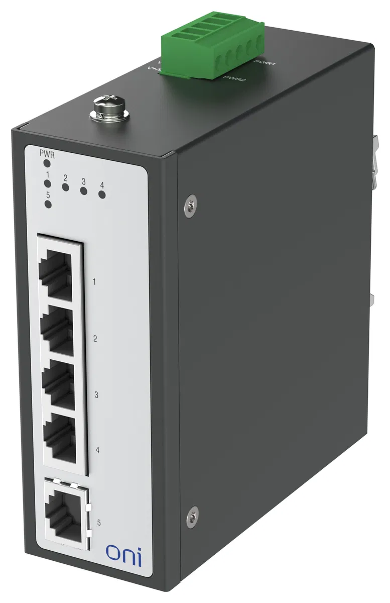 Коммутатор промышленный неуправляемый ISU-450 Ethernet 5 портов 10/100/1000BaseT разъем RJ45 24В AC/12/24/48В DC с резервированием ONI ISU-450-5GE0000000000